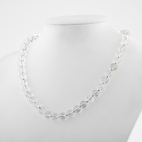 Kristal Kuvars 6 mm Düğümlü Doğal Taş Kolye