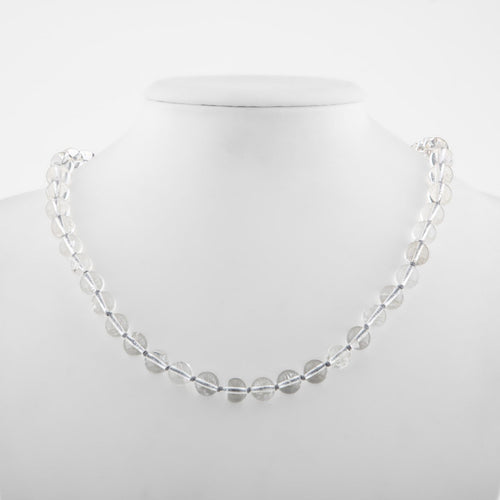 Kristal Kuvars 6 mm Düğümlü Doğal Taş Kolye