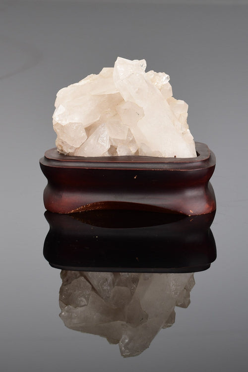 Kristal Kuvars Doğal Taş Ahşap Standlı Ham Parça