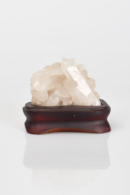 Kristal Kuvars Doğal Taş Ahşap Standlı Ham Parça