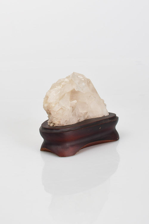Kristal Kuvars Doğal Taş Ahşap Standlı Ham Parça
