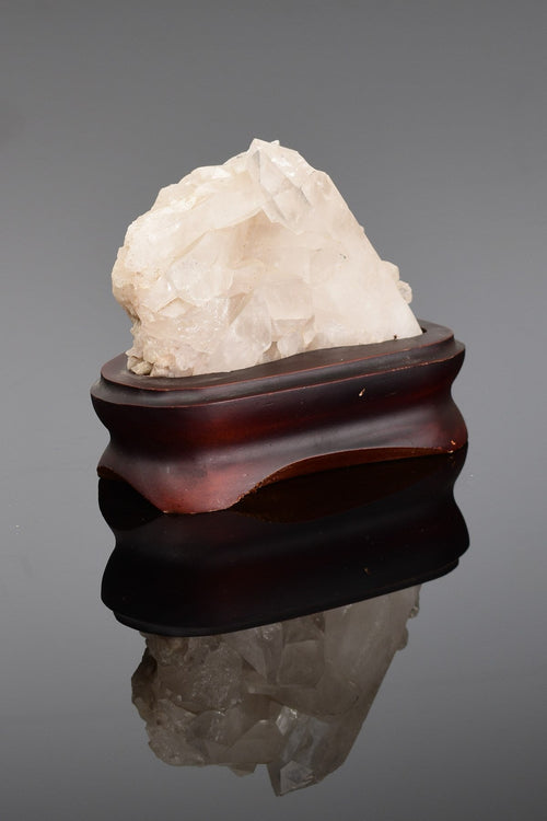 Kristal Kuvars Doğal Taş Ahşap Standlı Ham Parça