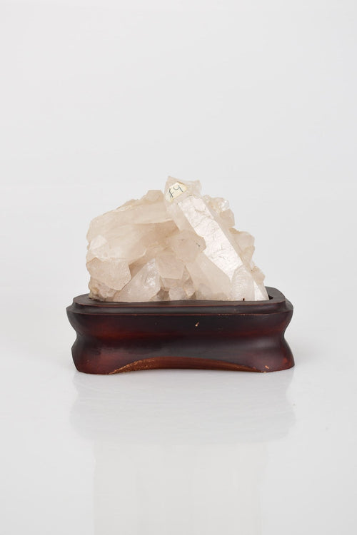 Kristal Kuvars Doğal Taş Ahşap Standlı Ham Parça