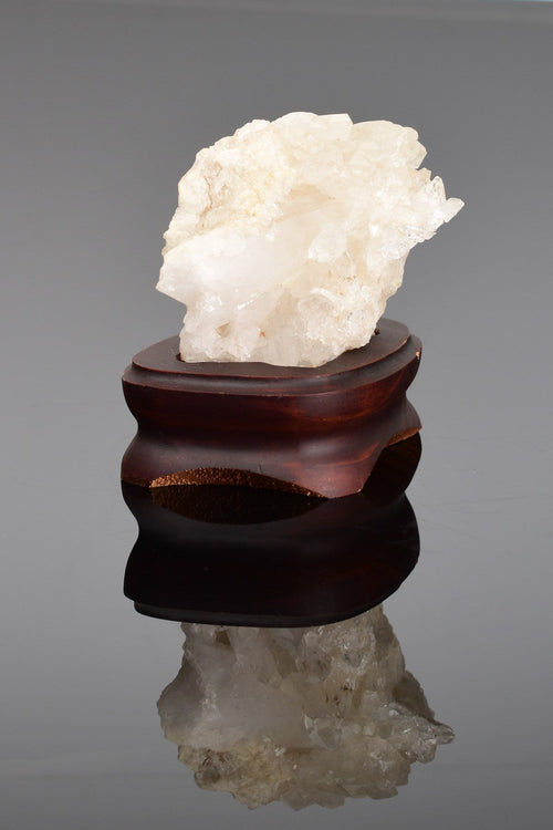 Kristal Kuvars Doğal Taş Ahşap Standlı Ham Parça