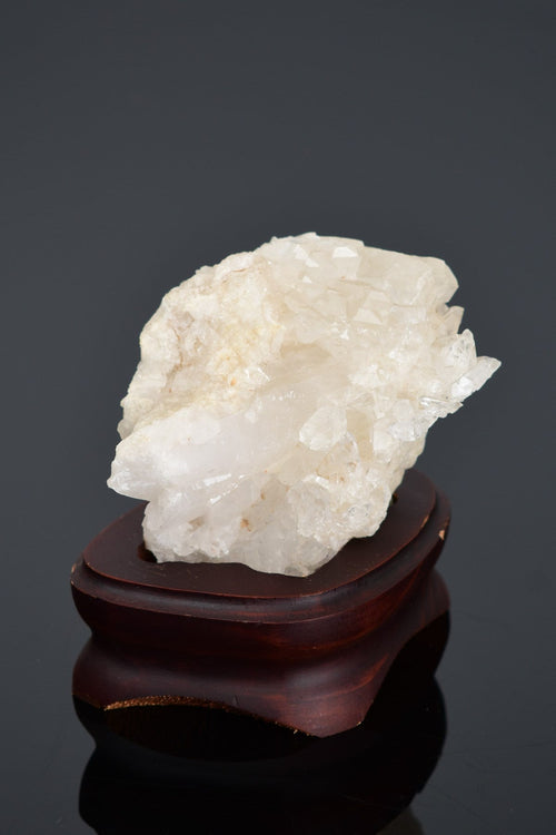 Kristal Kuvars Doğal Taş Ahşap Standlı Ham Parça