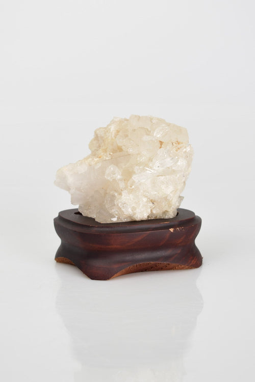 Kristal Kuvars Doğal Taş Ahşap Standlı Ham Parça