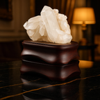 Kristal Kuvars Doğal Taş Ahşap Standlı Ham Parça