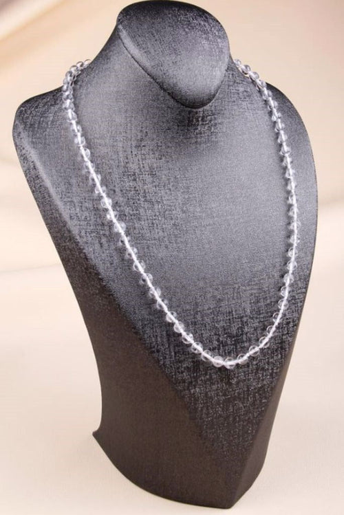 Kristal Kuvars Doğal Taş Düğümlü Kolye 6 mm Küre Kesim