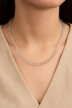 Kristal Kuvars Doğal Taş Düğümlü Kolye 6 mm Küre Kesim