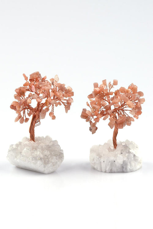 Kristal Kuvars - Güneş Taşı Doğal Taş Tel Sarmalı Ağaç