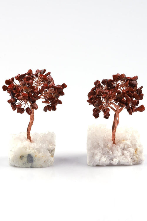 Kristal Kuvars - Jasper Doğal Taş Tel Sarmalı Ağaç