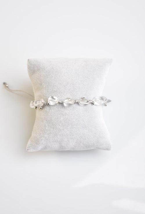 Kristal Kuvars Tek Sıra Makrome Tasarım Bileklik