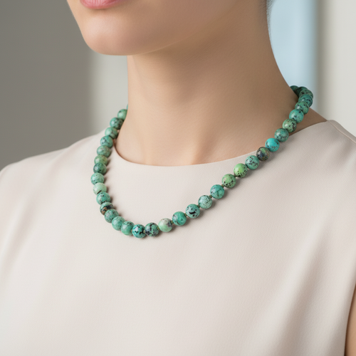 Krizokol 6 mm Düğümlü Doğal Taş Kolye