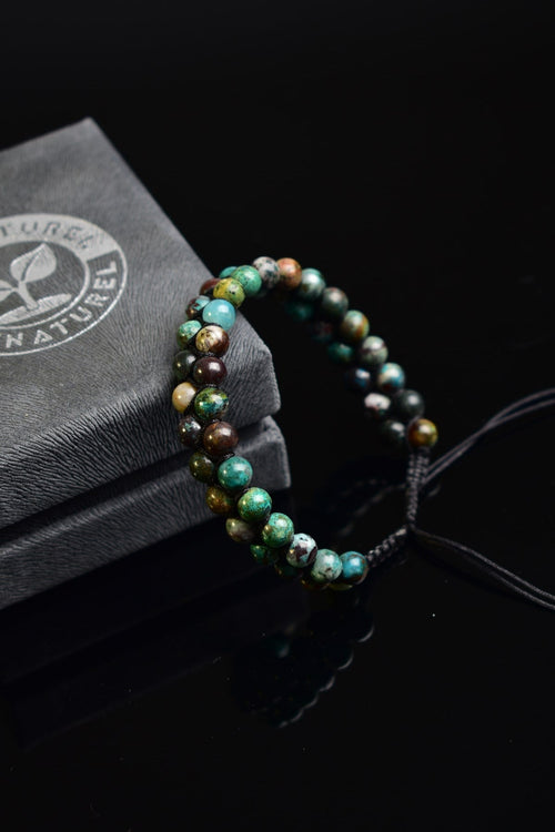Krizokol Doğal Taş Çift Sıra Makrome Bileklik 6 mm