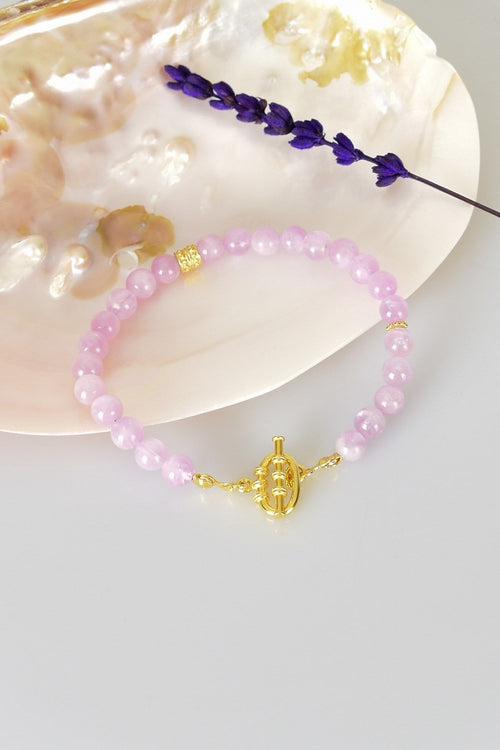 Kunzit Doğal Taş 925 Ayar Gümüş Kapama Bileklik - Ayışığı Koleksiyonu