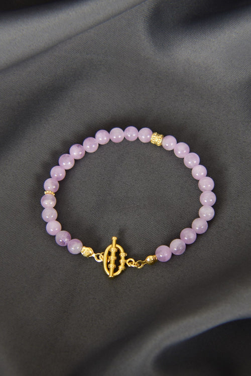 Kunzit Doğal Taş 925 Ayar Gümüş Kapama Bileklik - Ayışığı Koleksiyonu