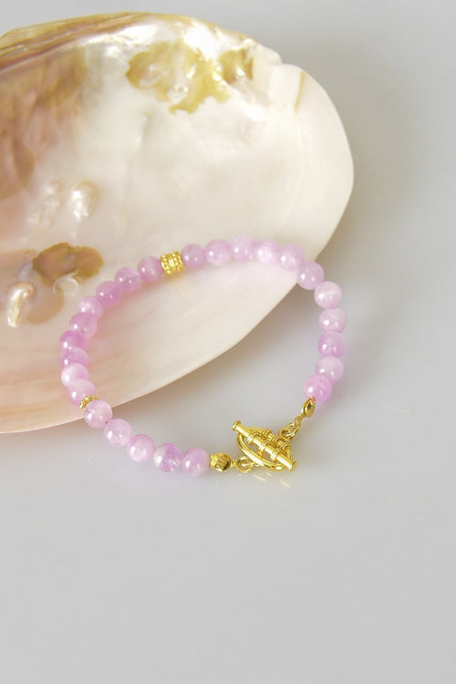 Kunzit Doğal Taş 925 Ayar Gümüş Kapama Bileklik - Ayışığı Koleksiyonu