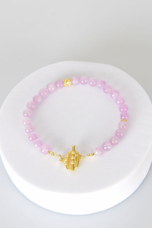 Kunzit Doğal Taş 925 Ayar Gümüş Kapama Bileklik - Ayışığı Koleksiyonu