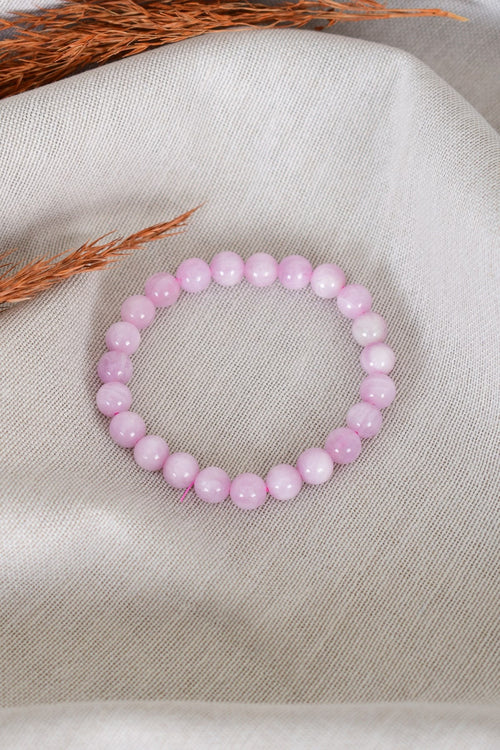 Kunzit Doğal Taş Bileklik 7 mm A+ Kalite