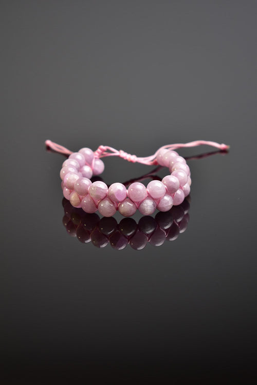 Kunzit Doğal Taş Çift Sıra Makrome Bileklik 8 mm