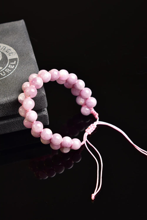 Kunzite Natural Stone Double Row Macrame Bracelet 8 mm