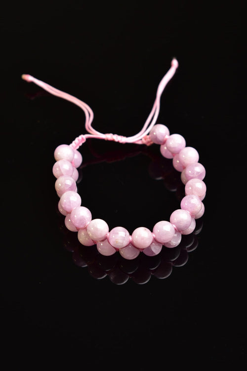 Kunzite Natural Stone Double Row Macrame Bracelet 8 mm