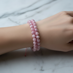 Kunzite Natural Stone Double Row Macrame Bracelet 8 mm