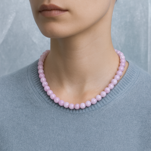 Kunzit Doğal Taş Dizi Kolye 8 mm