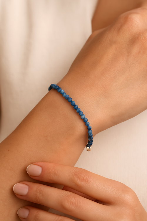 Kyanit Doğal Taş Kolye Bileklik Takımı 3 mm