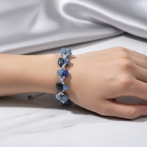 Kyanit Doğal Taş Makrome Bileklik