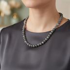 Labradorit 8 mm Düğümlü Doğal Taş Kolye