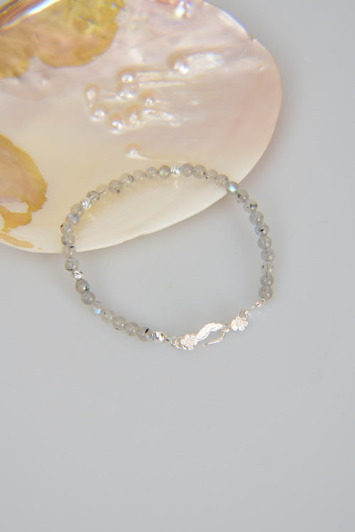 Labradorit Doğal Taş 925 Ayar Gümüş Kapama Bileklik - Ayışığı Koleksiyonu