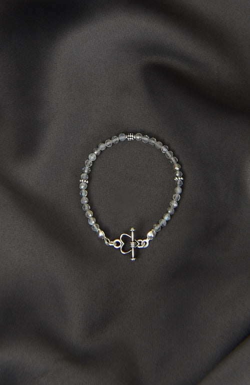 Labradorite Natural Stone 925 Sterling Silver Closure Bracelet - Moonlight Collection