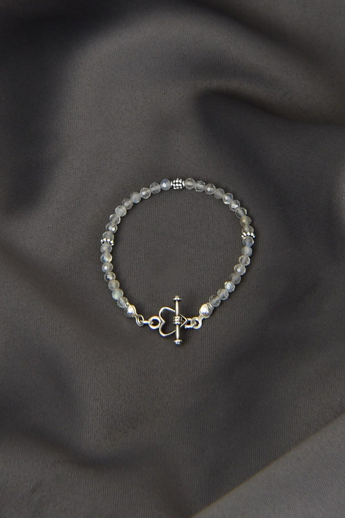 Labradorite Natural Stone 925 Sterling Silver Closure Bracelet - Moonlight Collection