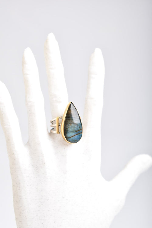 Labradorit Doğal Taş 925 Ayar Gümüş Yüzük