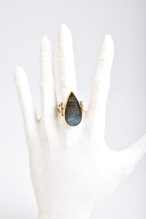 Labradorit Doğal Taş 925 Ayar Gümüş Yüzük