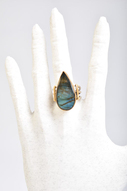 Labradorit Doğal Taş 925 Ayar Gümüş Yüzük