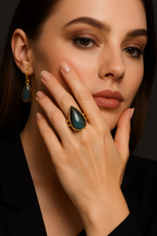 Labradorit Doğal Taş 925 Ayar Gümüş Yüzük