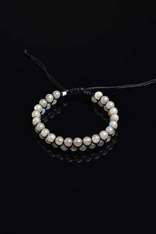 Labradorit Doğal Taş Çift Sıra Makrome Bileklik 6 mm