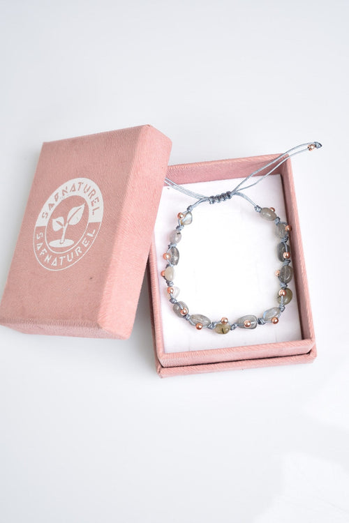 Labradorit Doğal Taş Makrome Bileklik