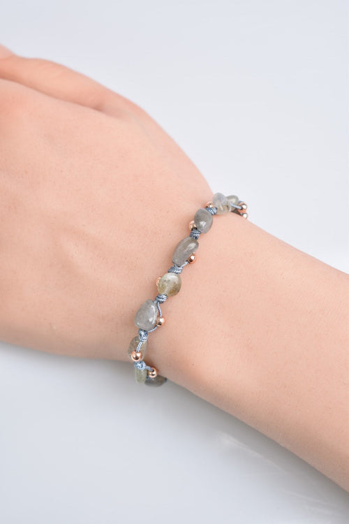 Labradorit Doğal Taş Makrome Bileklik