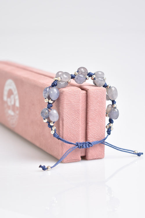 Labradorit Doğal Taş Üçlü Makrome Özel Tasarım Bileklik