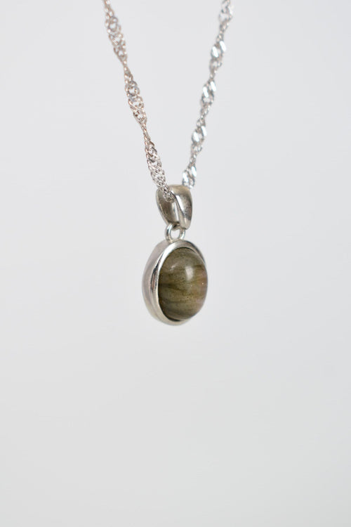 Labradorit Doğaltaş Gümüş Kolye