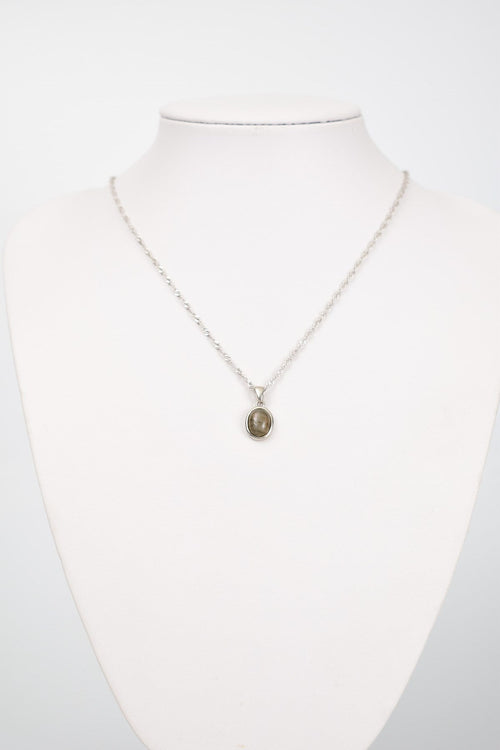 Labradorit Doğaltaş Gümüş Kolye