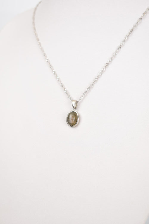 Labradorit Doğaltaş Gümüş Kolye