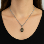 Labradorit Doğaltaş Gümüş Kolye