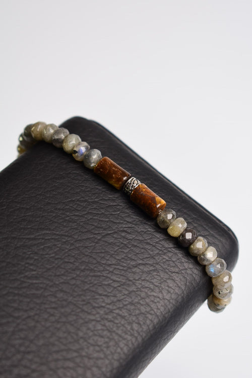 Labradorite - Tiger Eye Natural Stone Unisex Bracelet