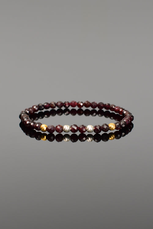 Lal Garnet Doğal Taş Gümüş Aparatlı Bileklik