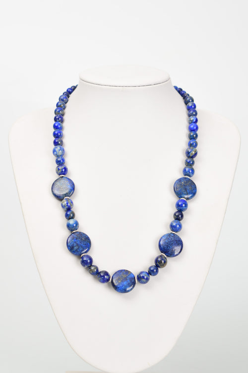 Lapis Doğal Taş Gümüş Aparatlı Tasarım Kolye