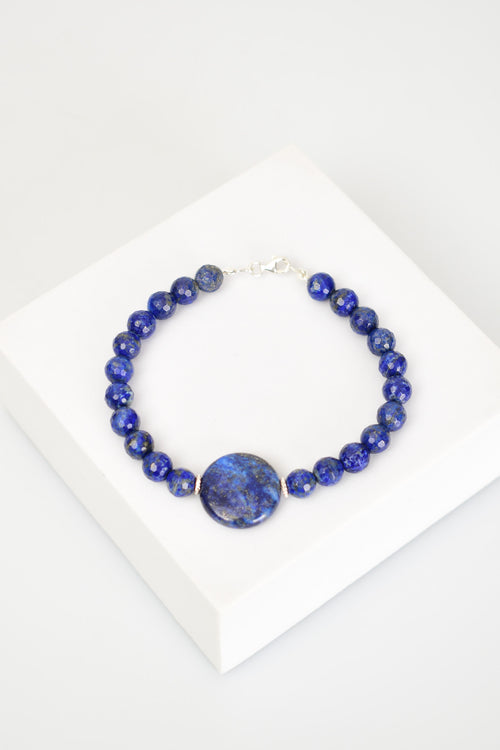 Lapis Doğal Taş Gümüş Kapama Bileklik